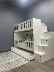 Astana Tamamı Mdf Yavrulu Seyyar Merdivenli  Ranza Ücretsiz Kurulum GB