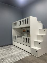 Astana Tamamı Mdf Yavrulu Seyyar Merdivenli  Ranza Ücretsiz Kurulum GB