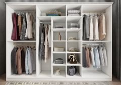 Etro Membran 7 Kapaklı Gardırop Montaj Dahil - Beyaz