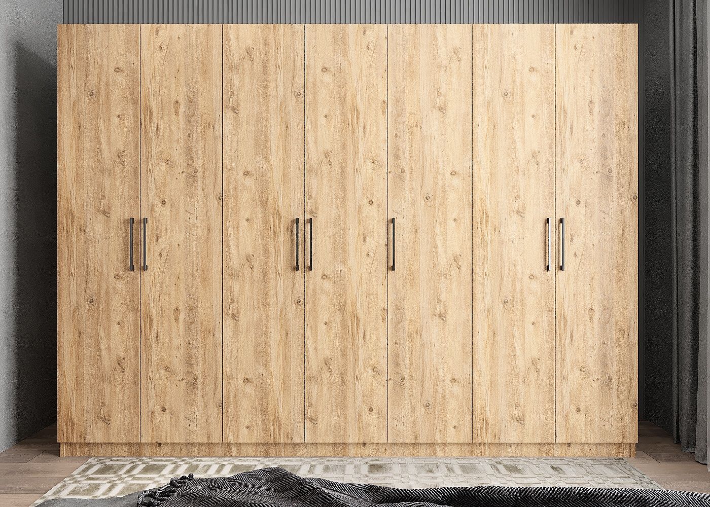 Harika 7 Kapaklı Dolap Gardırop Çam- Ücretsiz Kurulum