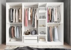 Harika 7 Kapaklı Dolap Gardırop Beyaz- Ücretsiz Kurulum