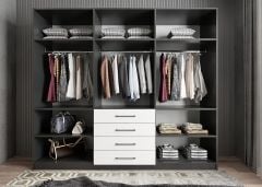 Biray 6 Kapaklı Gardırop Dolap Füme Beyaz - Ücretsiz Kurulum