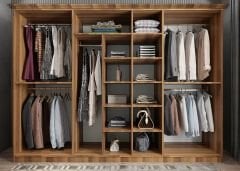 Etro Membran 7 Kapaklı Gardırop Montaj Dahil - Ceviz Beyaz