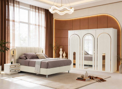 Azure Tamamı Mdf Membranlı Kapaklı Reflekte Camlı Yatak Odası Takımı – ( Baza ve Yatak Hariç Başlık Dahil ) Montaj Dahil
