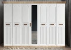 Etro Membran 7 Kapaklı Gardırop Montaj Dahil - Meşe Beyaz