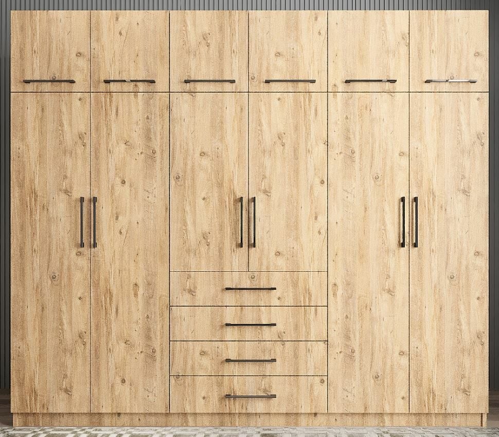 Biray 6 Kapaklı Gardırop Dolap Çam - Ücretsiz Kurulum