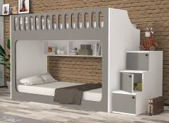 Diamond Tamamı Mdf Seyyar Merdivenli İkili Ranza Montaj Dahil Gb