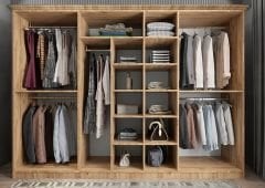 Datça Membran 7 Kapaklı Gardırop Montaj Dahil - Çam Beyaz