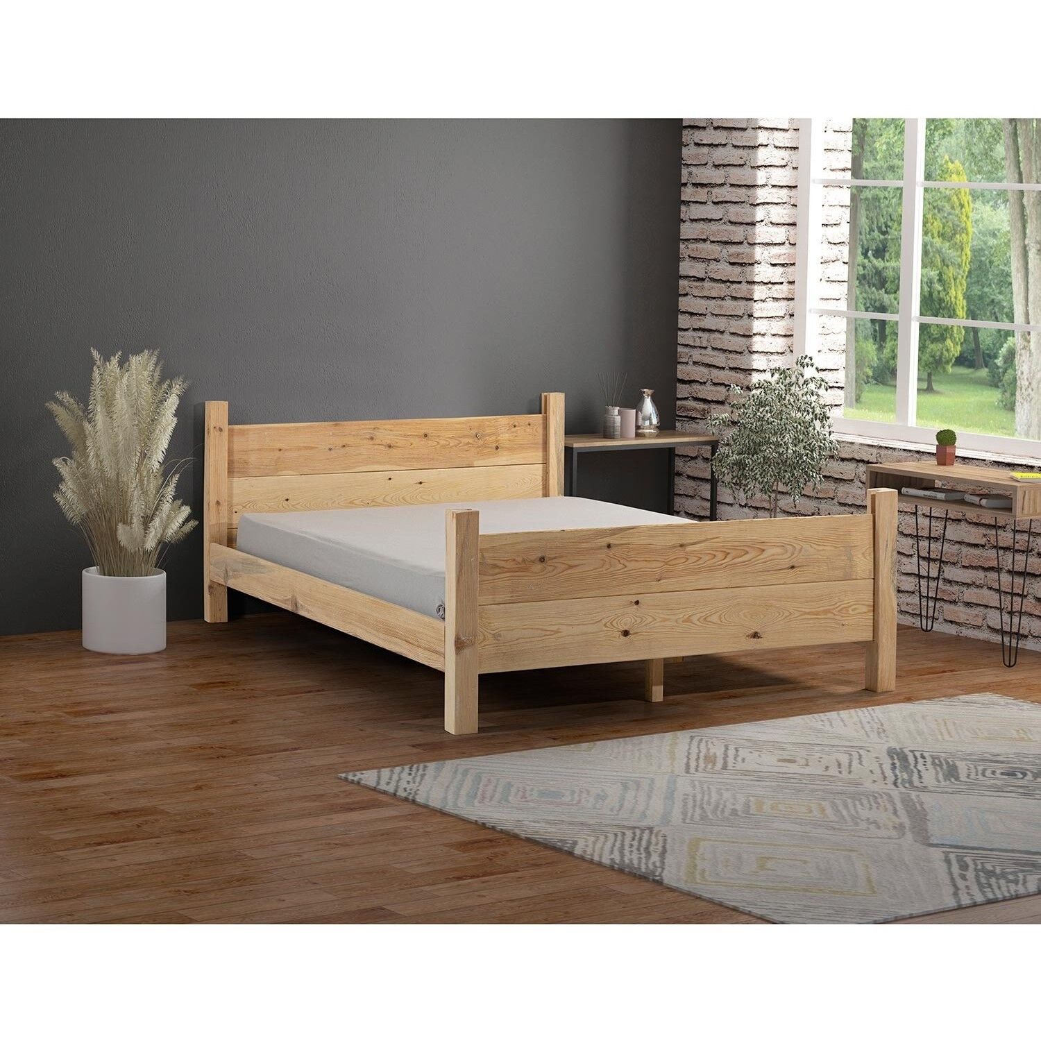 Melani İthal Çam Masif Ahşap Karyola- Ölçü Seçenekli