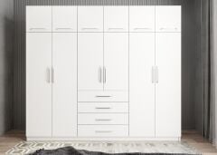 Biray 6 Kapaklı Gardırop Dolap Beyaz - Ücretsiz Kurulum
