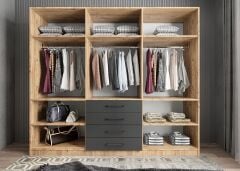 Biray 6 Kapaklı Gardırop Dolap Çam Füme - Ücretsiz Kurulum