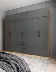 Biray 6 Kapaklı Gardırop Dolap Çam Füme - Ücretsiz Kurulum