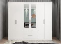 Akasya 6 Kapaklı Gardırop Dolap  Beyaz - Ücretsiz Kurulum