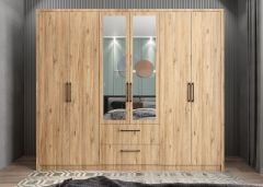 Akasya 6 Kapaklı Gardırop Dolap  Çam - Ücretsiz Kurulum