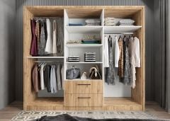 Akasya 6 Kapaklı Gardırop Dolap  Çam - Ücretsiz Kurulum