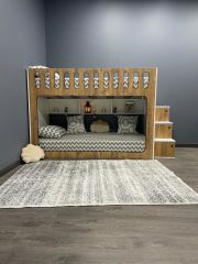 Diamond Tamamı Mdf Seyyar Merdivenli İkili Ranza Montaj Dahil Cb