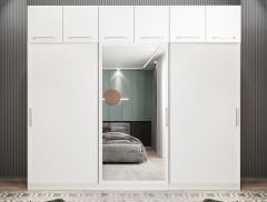 Runa Sürgü Kapaklı Dolap Gardırop Yüklüklü Beyaz 180 cm - Ücretsiz Kurulum