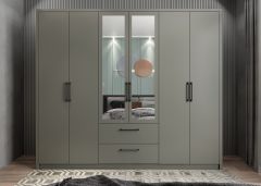 Akasya 6 Kapaklı Gardırop Dolap  Füme - Ücretsiz Kurulum