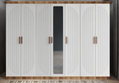 Datça Membran 7 Kapaklı Gardırop Montaj Dahil - Ceviz Beyaz