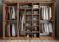 Datça Membran 7 Kapaklı Gardırop Montaj Dahil - Ceviz Beyaz