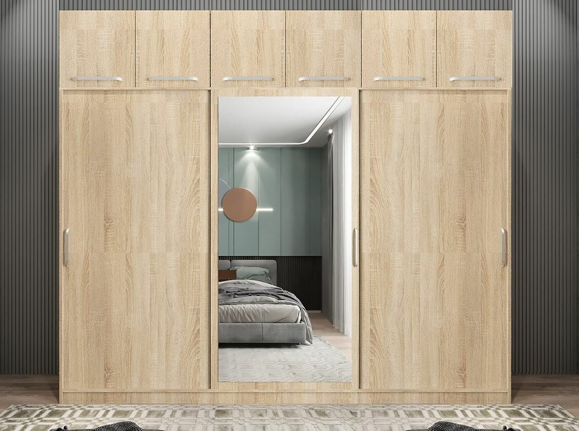 Runa Sürgü Kapaklı Dolap Gardırop Yüklüklü Meşe 180 cm - Ücretsiz Kurulum