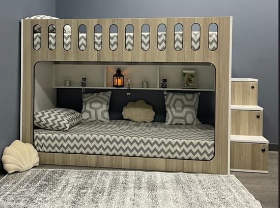 Diamond Tamamı Mdf Seyyar Merdivenli İkili Ranza Montaj Dahil Mb