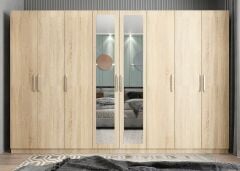 Başak 8 Kapaklı Dolap Gardırop Meşe - Ücretsiz Kurulum