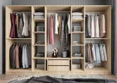 Başak 8 Kapaklı Dolap Gardırop Meşe - Ücretsiz Kurulum