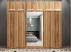 Runa Sürgü Kapaklı Dolap Gardırop Yüklüklü Ceviz 240 cm - Ücretsiz Kurulum