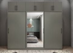 Runa Sürgü Kapaklı Dolap Gardırop Yüklüklü Füme 180 cm - Ücretsiz Kurulum