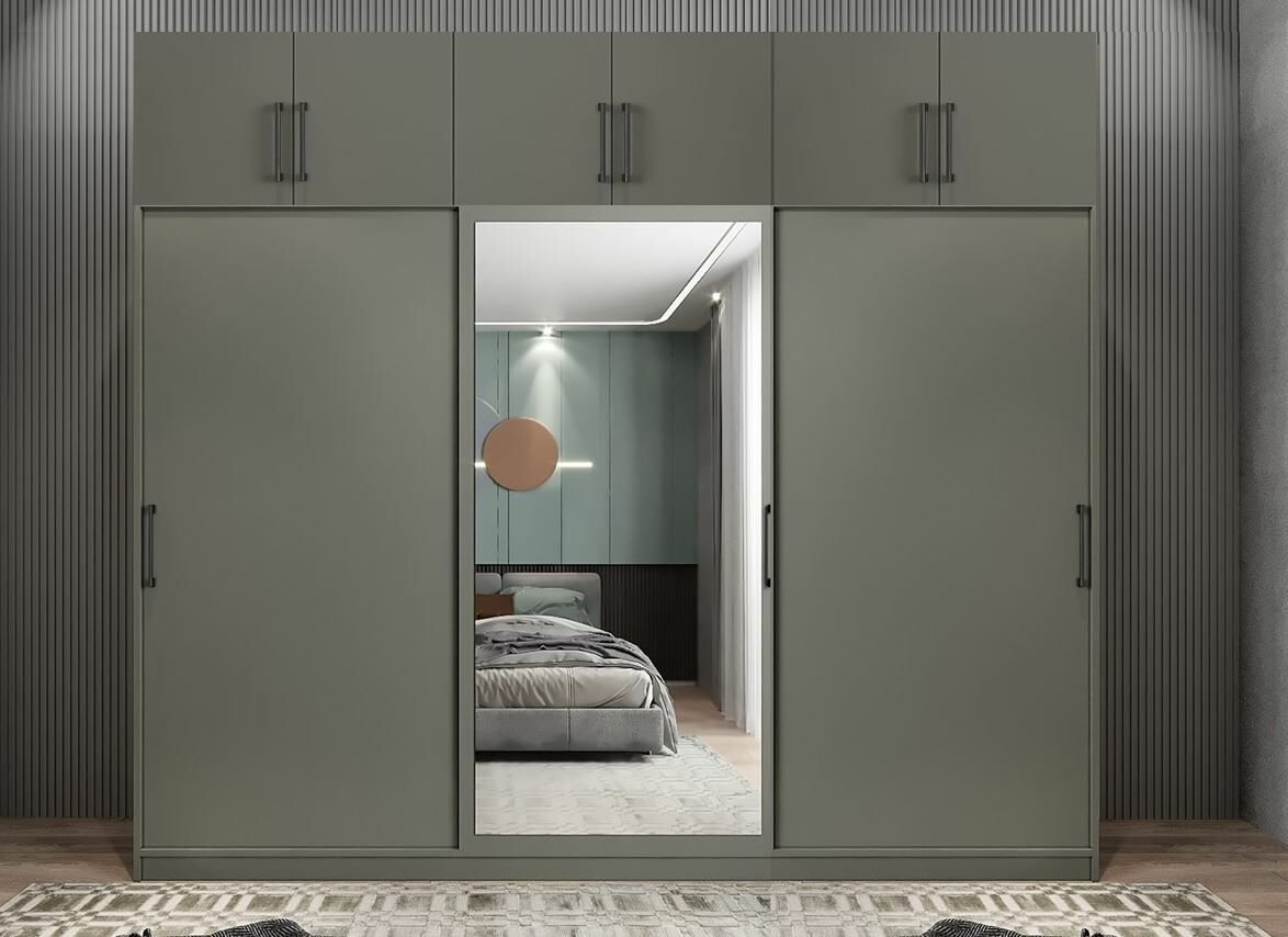 Runa Sürgü Kapaklı Dolap Gardırop Yüklüklü Füme 240 cm - Ücretsiz Kurulum