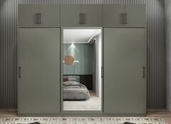 Runa Sürgü Kapaklı Dolap Gardırop Yüklüklü Füme 240 cm - Ücretsiz Kurulum