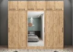 Runa Sürgü Kapaklı Dolap Gardırop Yüklüklü Çam 180 cm - Ücretsiz Kurulum