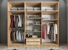 Runa Sürgü Kapaklı Dolap Gardırop Yüklüklü Çam 180 cm - Ücretsiz Kurulum