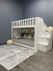 Diamond Tamamı Mdf Seyyar Merdivenli İkili Ranza Montaj Dahil Byz