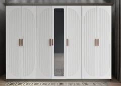 Datça Membran 7 Kapaklı Gardırop Montaj Dahil - Füme Beyaz