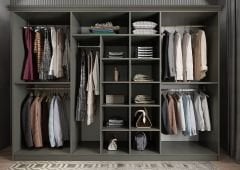 Datça Membran 7 Kapaklı Gardırop Montaj Dahil - Füme Beyaz