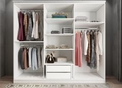 Merina Membran 6 Kapaklı Gardırop Montaj Dahil - Beyaz