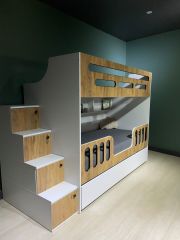 İlya Tamamı Mdf  Yavrulu Seyyar Merdivenli Ranza Montaj Dahil Cb