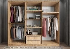 Merina Membran 6 Kapaklı Gardırop Montaj Dahil - Çam Beyaz