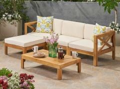 WideCross Masif Kestane Ahşap Bahçe Balkon Köşe Takımı Sehpasız