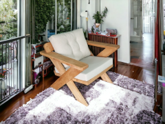 Berlin Masif Ahşap Bahçe Balkon Koltuk Kestane Ağacı - 1 Adet Tekli Koltuk Krem A.T.