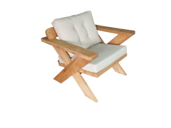 Berlin Masif Ahşap Bahçe Balkon Koltuk Kestane Ağacı - 1 Adet Tekli Koltuk Krem A.T.