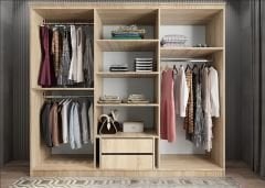 Merina Membran 6 Kapaklı Gardırop Montaj Dahil - Meşe Beyaz