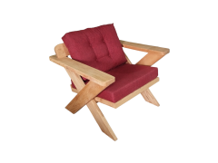 Berlin Masif Ahşap Bahçe Balkon Koltuk Kestane Ağacı - 1 Adet Tekli Koltuk Bordo A.T.