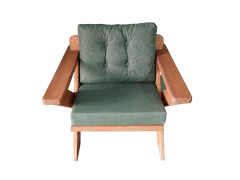 Berlin Masif Ahşap Bahçe Balkon Koltuk Kestane Ağacı - 1 Adet Tekli Koltuk Haki Yesil K.T.