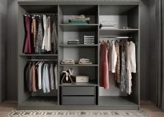 Morgan Membran 6 Kapaklı Gardırop Montaj Dahil - Füme Beyaz