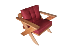 Berlin Masif Ahşap Bahçe Balkon Koltuk Kestane Ağacı - 1 Adet Tekli Koltuk Bordo  K.T.