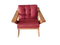 Berlin Masif Ahşap Bahçe Balkon Koltuk Kestane Ağacı - 1 Adet Tekli Koltuk Bordo  K.T.