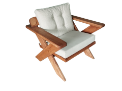 Berlin Masif Ahşap Bahçe Balkon Koltuk Kestane Ağacı - 1 Adet Tekli Koltuk Krem  K.T.